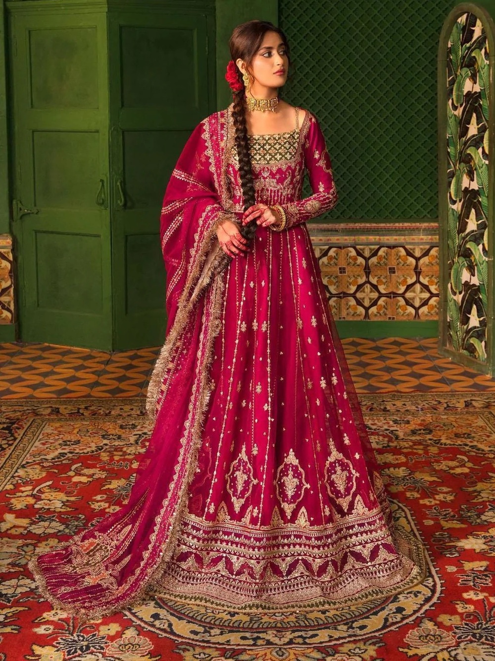 Embroidered 3 piece Pakistani Formal Anarkali Peshwas